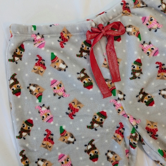 Pillow Talk Lounge Pants Fleece Winter Snow Owl Print Light Grey Multi XL NWT - Picture 3 of 11